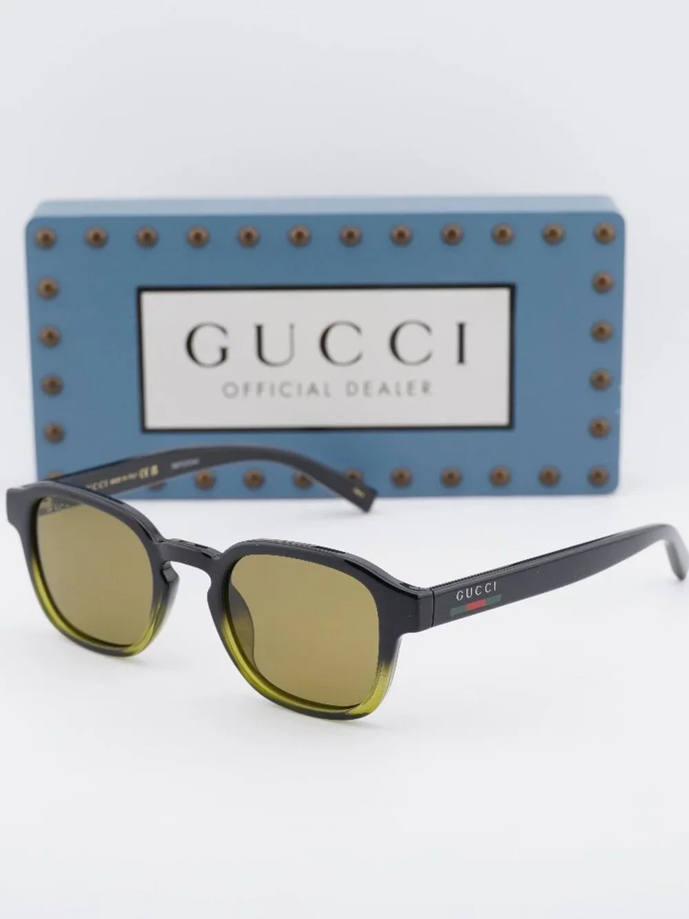 Gucci GG2106S 003 Square Sunglasses - Black/Green / Green
